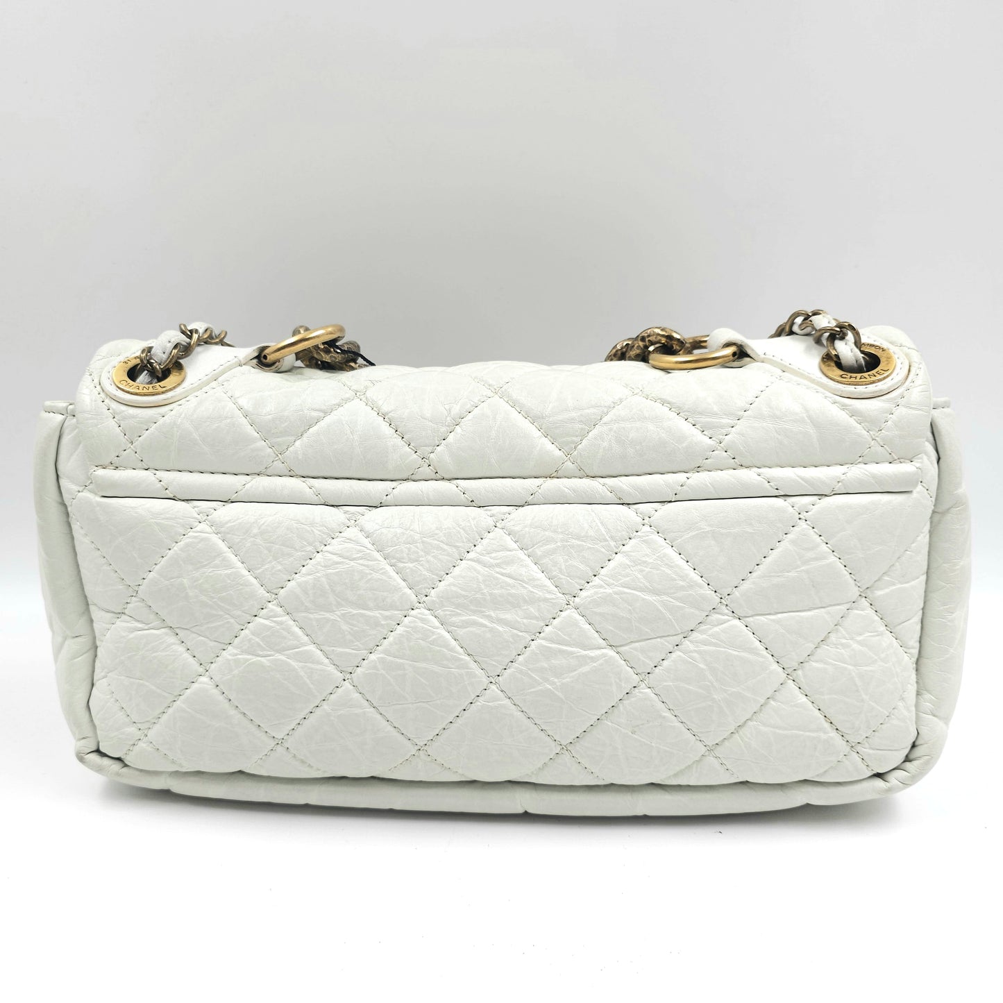 Chanel white quilted leather pondicherry flap bag TWS