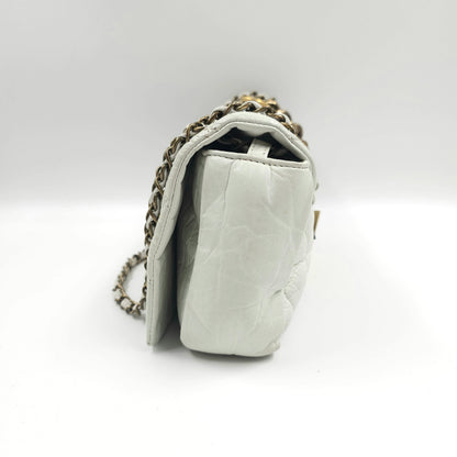 Chanel white quilted leather pondicherry flap bag TWS