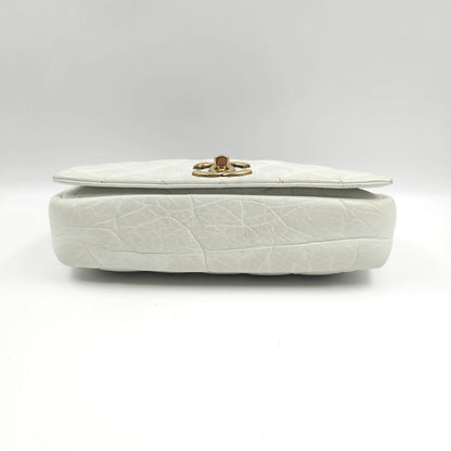 Chanel white quilted leather pondicherry flap bag TWS