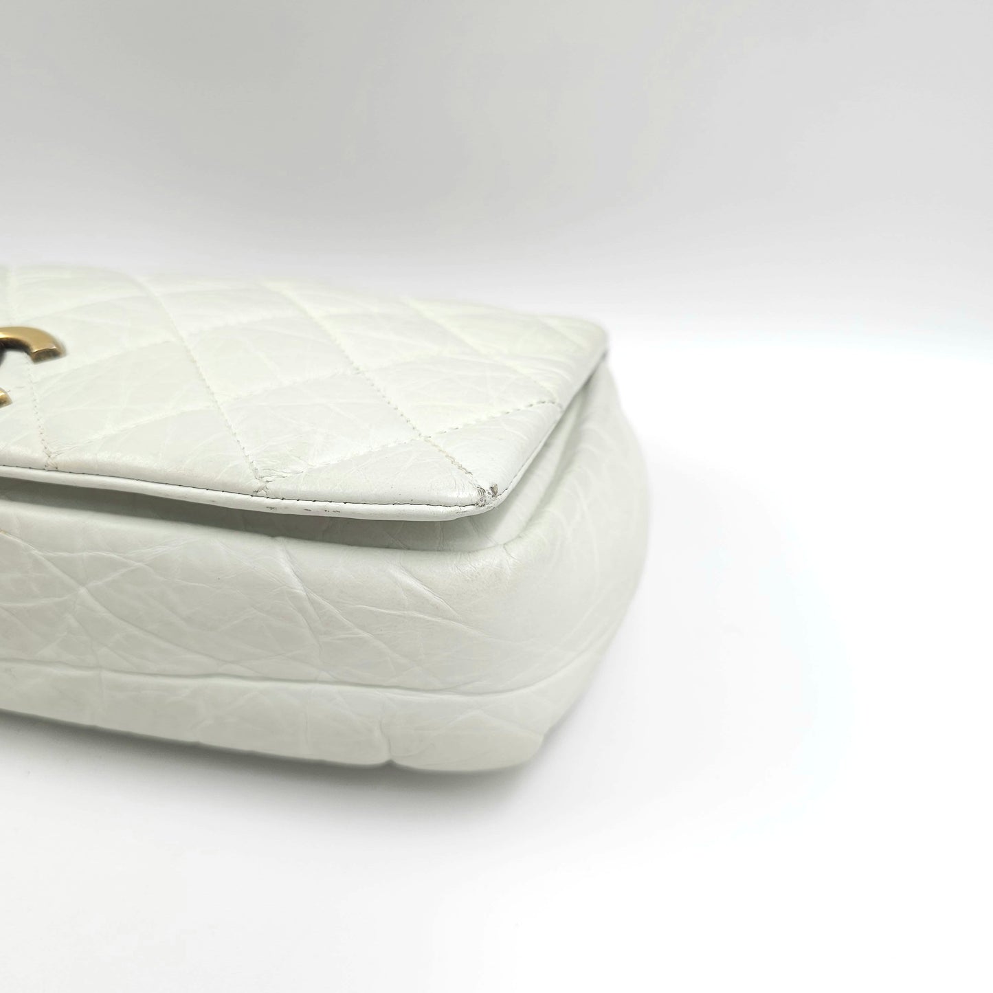 Chanel white quilted leather pondicherry flap bag TWS