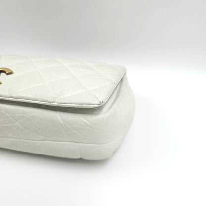 Chanel white quilted leather pondicherry flap bag TWS