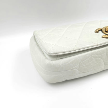 Chanel white quilted leather pondicherry flap bag TWS