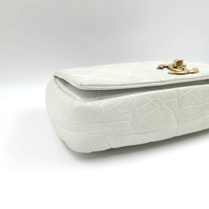 Chanel white quilted leather pondicherry flap bag TWS