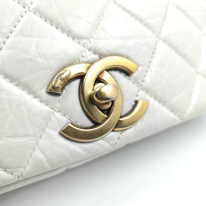 Chanel white quilted leather pondicherry flap bag TWS