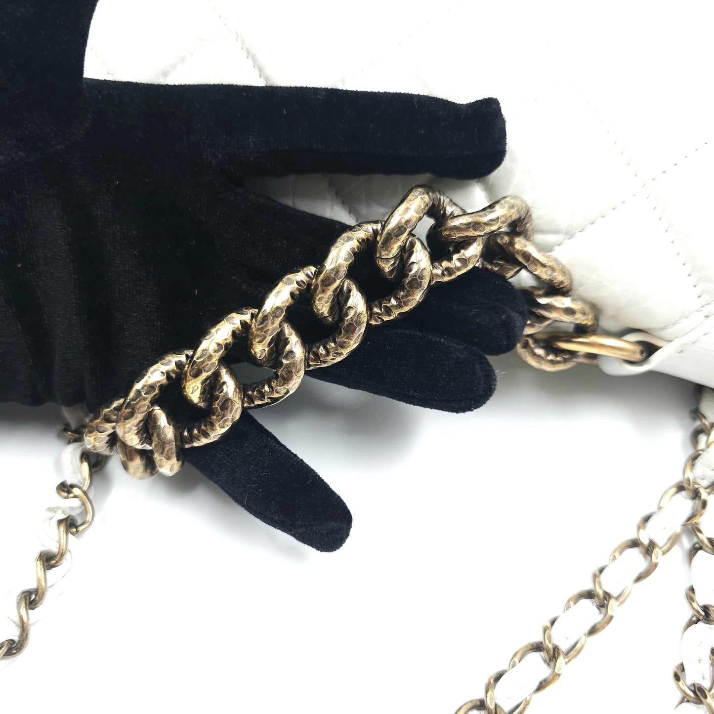 Chanel white quilted leather pondicherry flap bag TWS