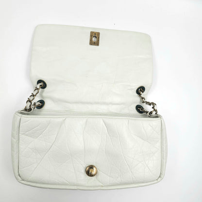 Chanel white quilted leather pondicherry flap bag TWS