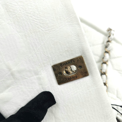 Chanel white quilted leather pondicherry flap bag TWS