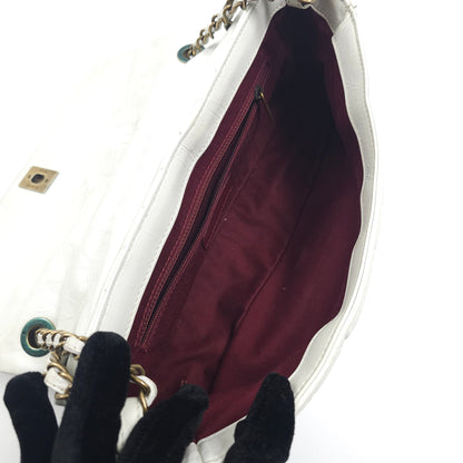 Chanel white quilted leather pondicherry flap bag TWS