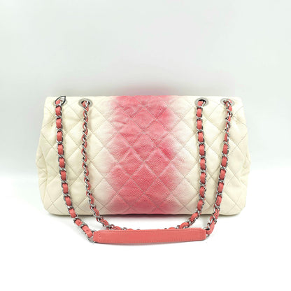 Chanel Caviar Ombre white rose quilted chain Classic Flap Bag
