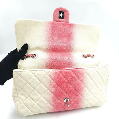 Chanel Caviar Ombre white rose quilted chain Classic Flap Bag