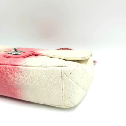 Chanel Caviar Ombre white rose quilted chain Classic Flap Bag