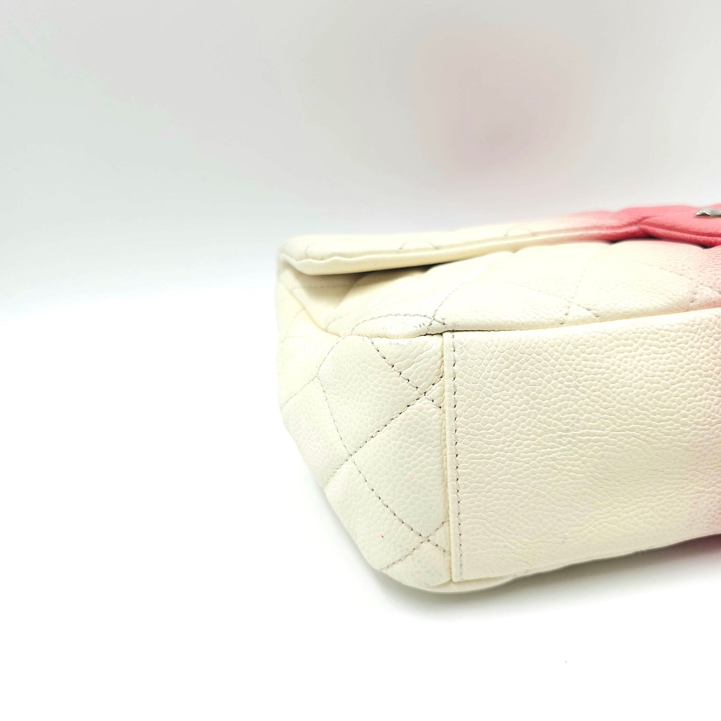 Chanel Caviar Ombre white rose quilted chain Classic Flap Bag