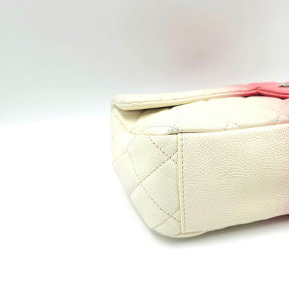 Chanel Caviar Ombre white rose quilted chain Classic Flap Bag