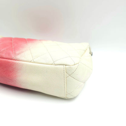 Chanel Caviar Ombre white rose quilted chain Classic Flap Bag