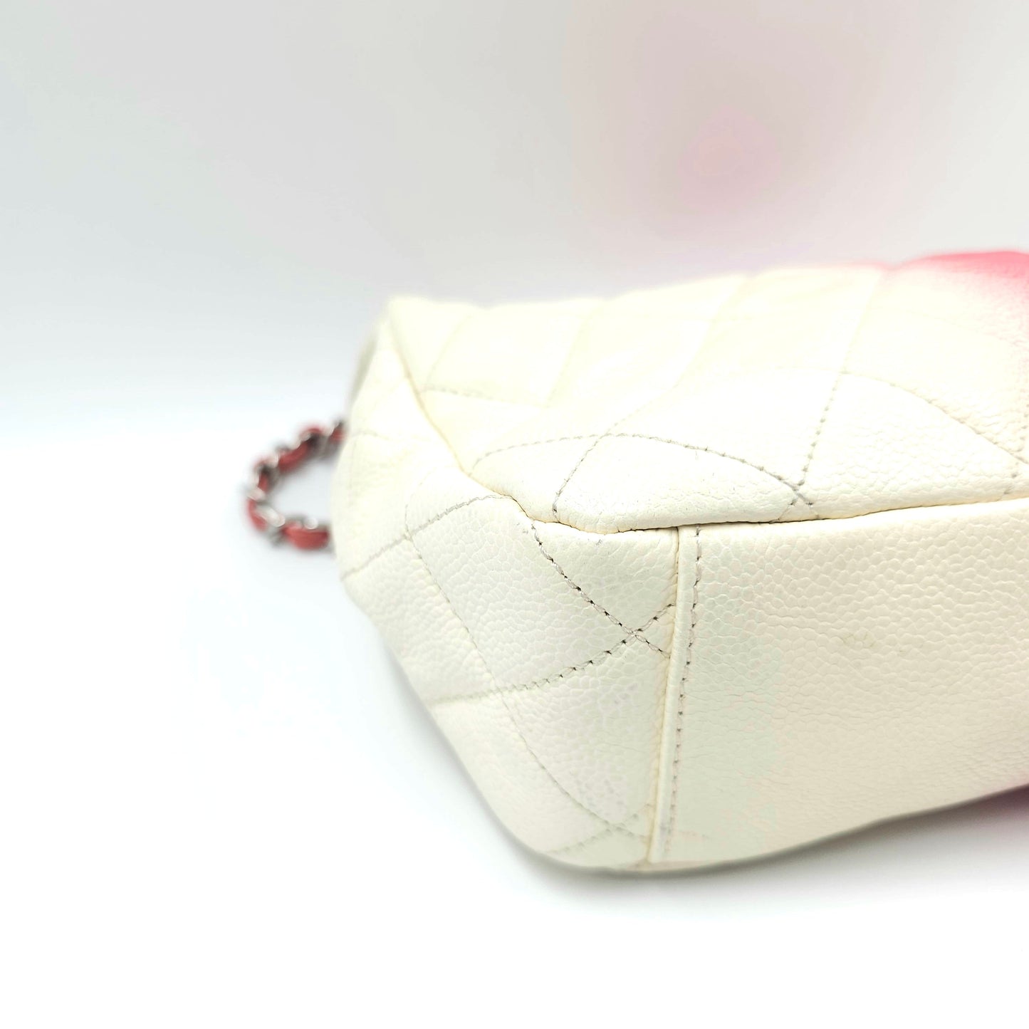 Chanel Caviar Ombre white rose quilted chain Classic Flap Bag