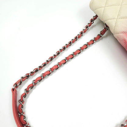 Chanel Caviar Ombre white rose quilted chain Classic Flap Bag