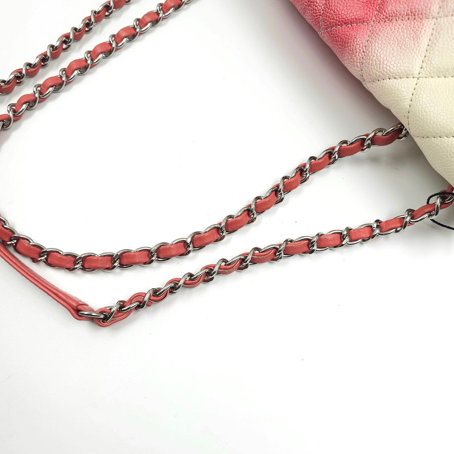 Chanel Caviar Ombre white rose quilted chain Classic Flap Bag