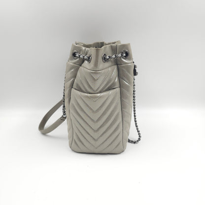Chanel metallic calfskin chevron urban spirit bucket bag