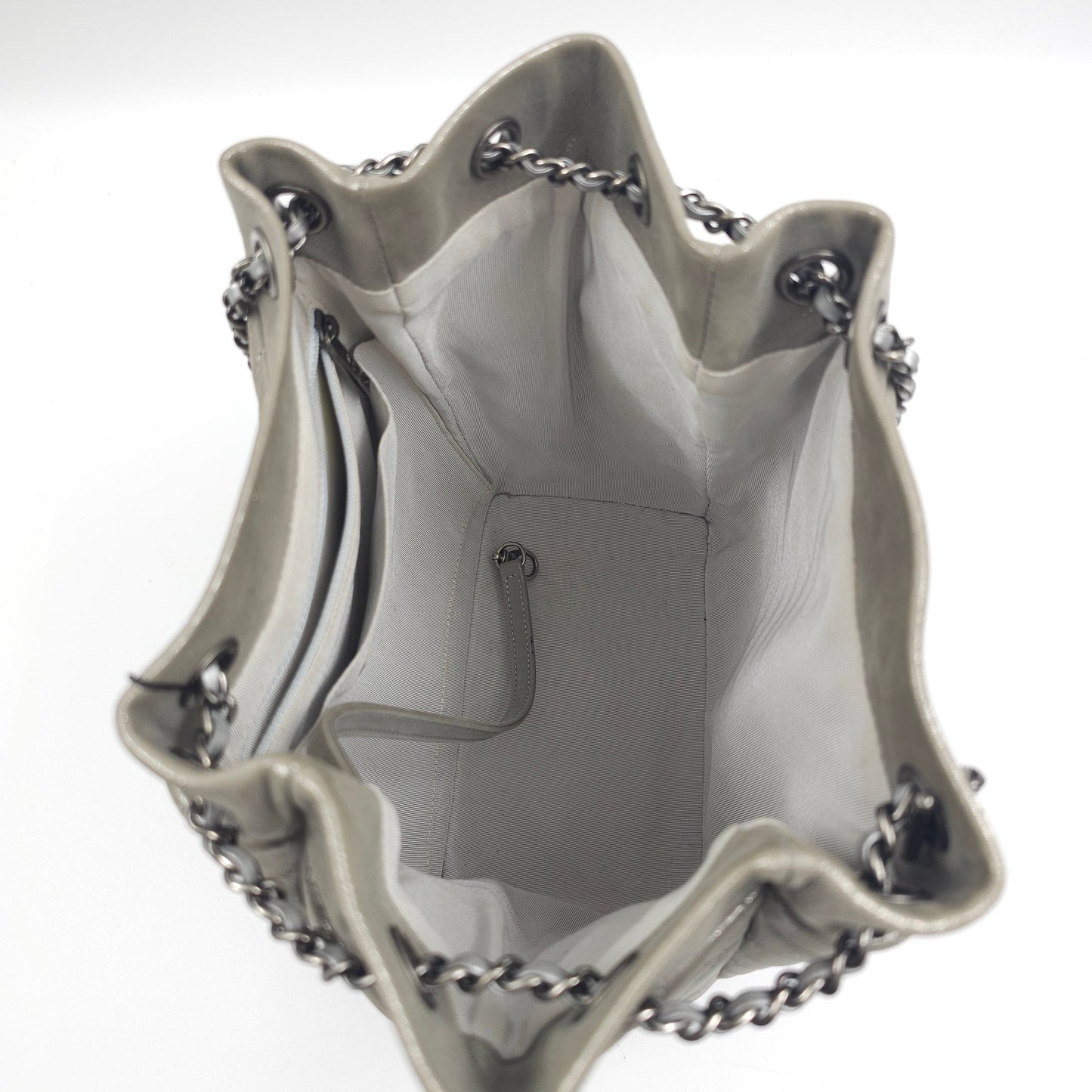 Chanel metallic calfskin chevron urban spirit bucket bag