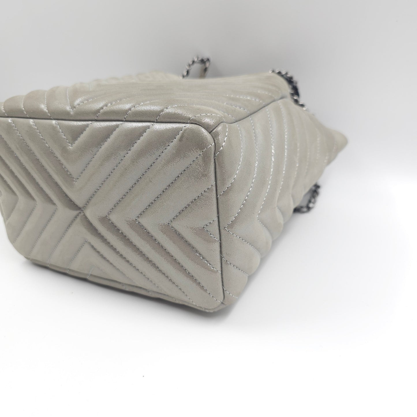 Chanel metallic calfskin chevron urban spirit bucket bag