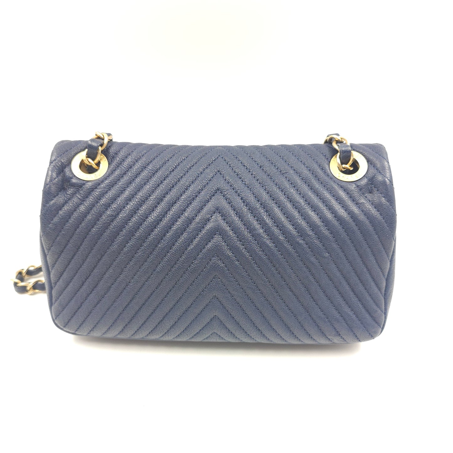 Chanel Blue Chevron Small Classic Flap Bag
