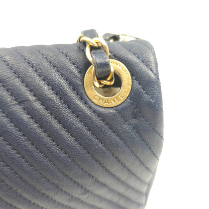 Chanel Blue Chevron Small Classic Flap Bag