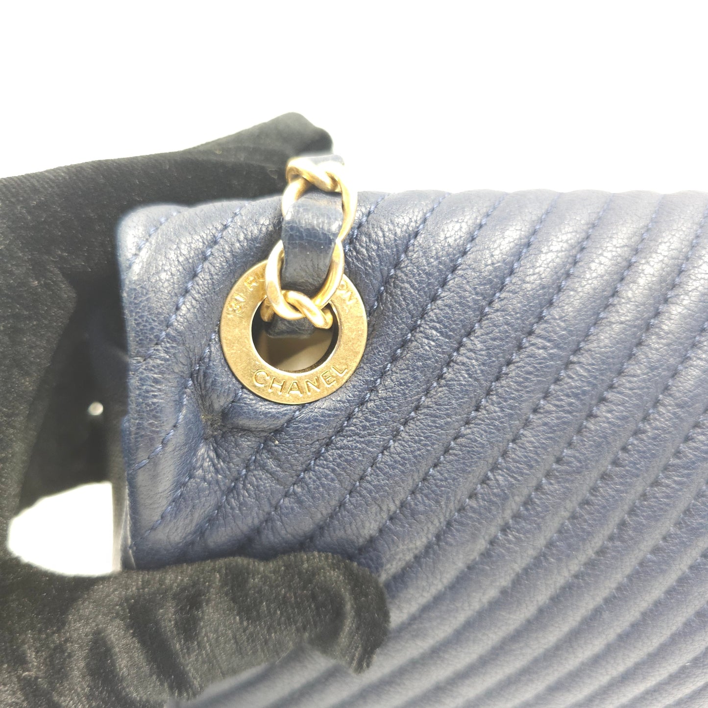 Chanel Blue Chevron Small Classic Flap Bag