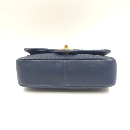 Chanel Blue Chevron Small Classic Flap Bag