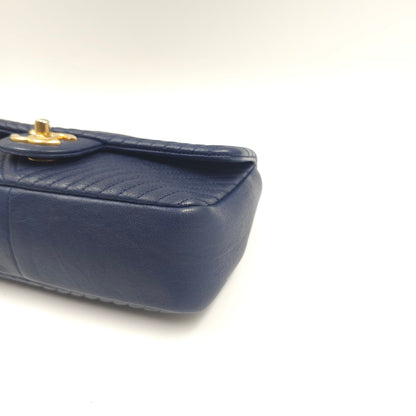 Chanel Blue Chevron Small Classic Flap Bag