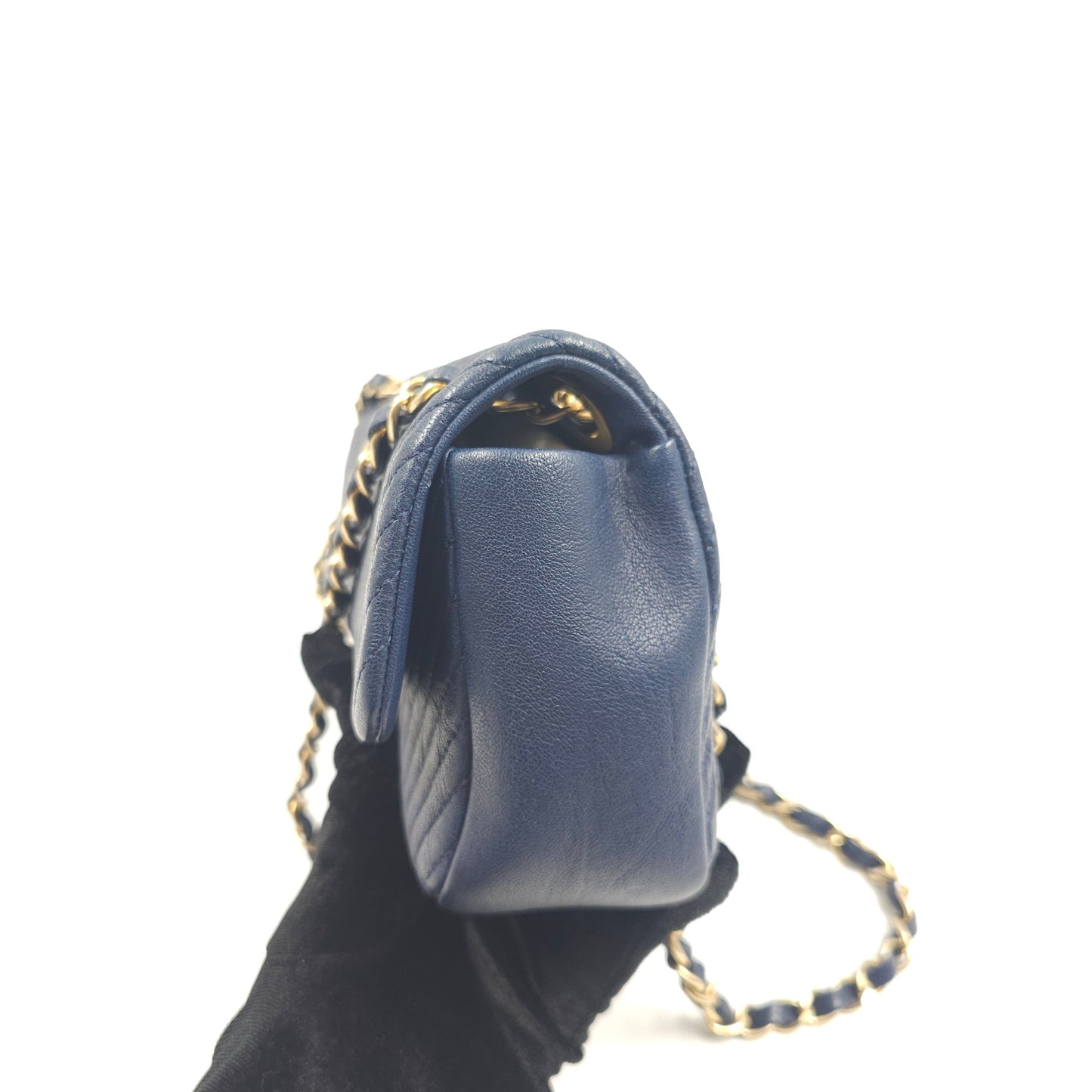 Chanel Blue Chevron Small Classic Flap Bag