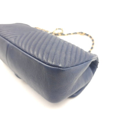 Chanel Blue Chevron Small Classic Flap Bag