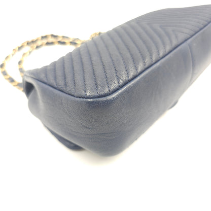 Chanel Blue Chevron Small Classic Flap Bag