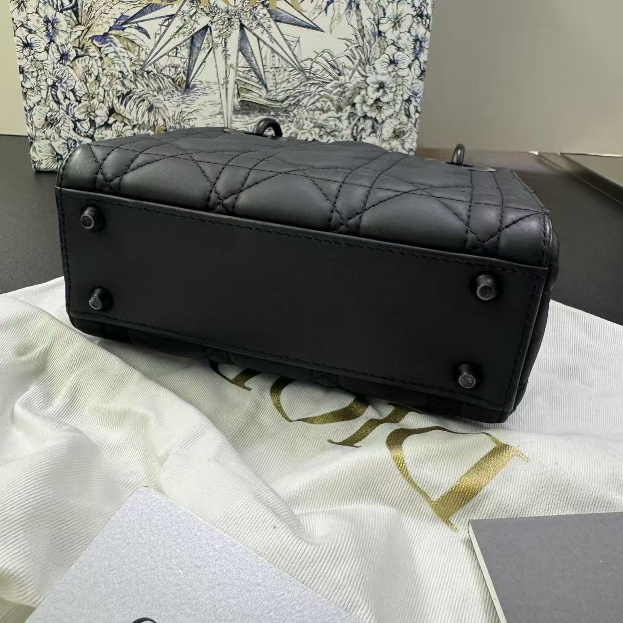 Pre-owned Certified Dior Mini Lady Dior So Black Matte Calfskin, 2021, w/ Full Set