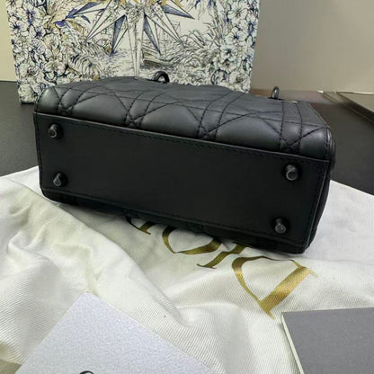 Pre-owned Certified Dior Mini Lady Dior So Black Matte Calfskin, 2021, w/ Full Set