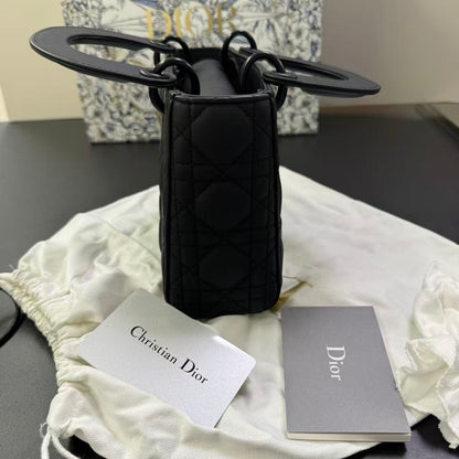 Pre-owned Certified Dior Mini Lady Dior So Black Matte Calfskin, 2021, w/ Full Set