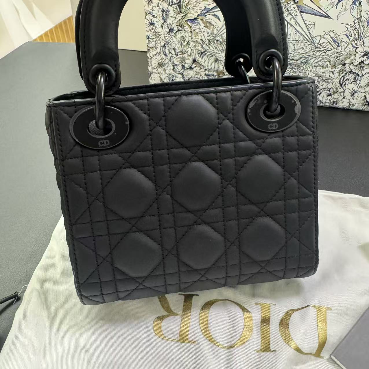 Pre-owned Certified Dior Mini Lady Dior So Black Matte Calfskin, 2021, w/ Full Set