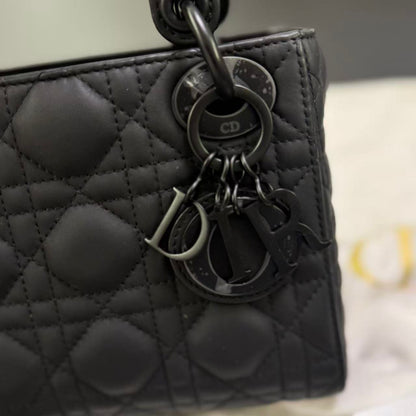 Pre-owned Certified Dior Mini Lady Dior So Black Matte Calfskin, 2021, w/ Full Set