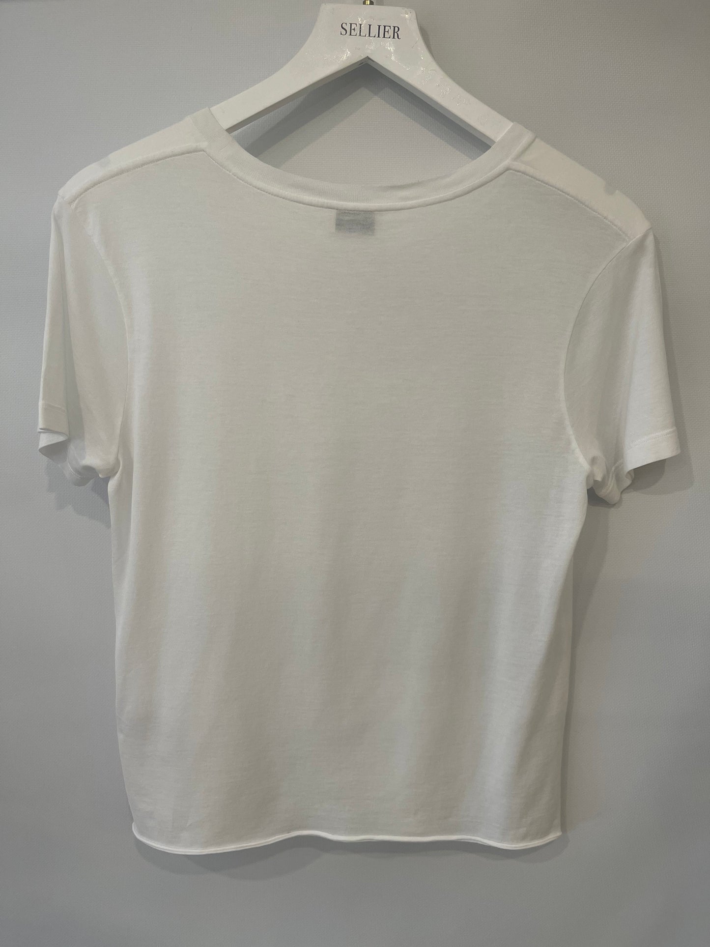 Saint Laurent White Cropped Short-Sleeve T-Shirt with Logo Detail Size S (UK 8)