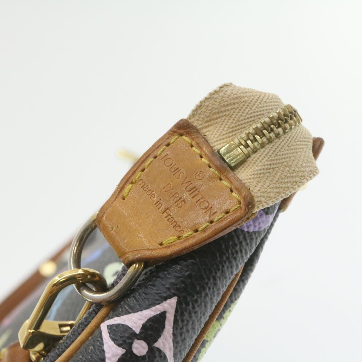 LOUIS VUITTON Multicolor Pochette Accessoires Pouch Black M92648 LV Auth 21664