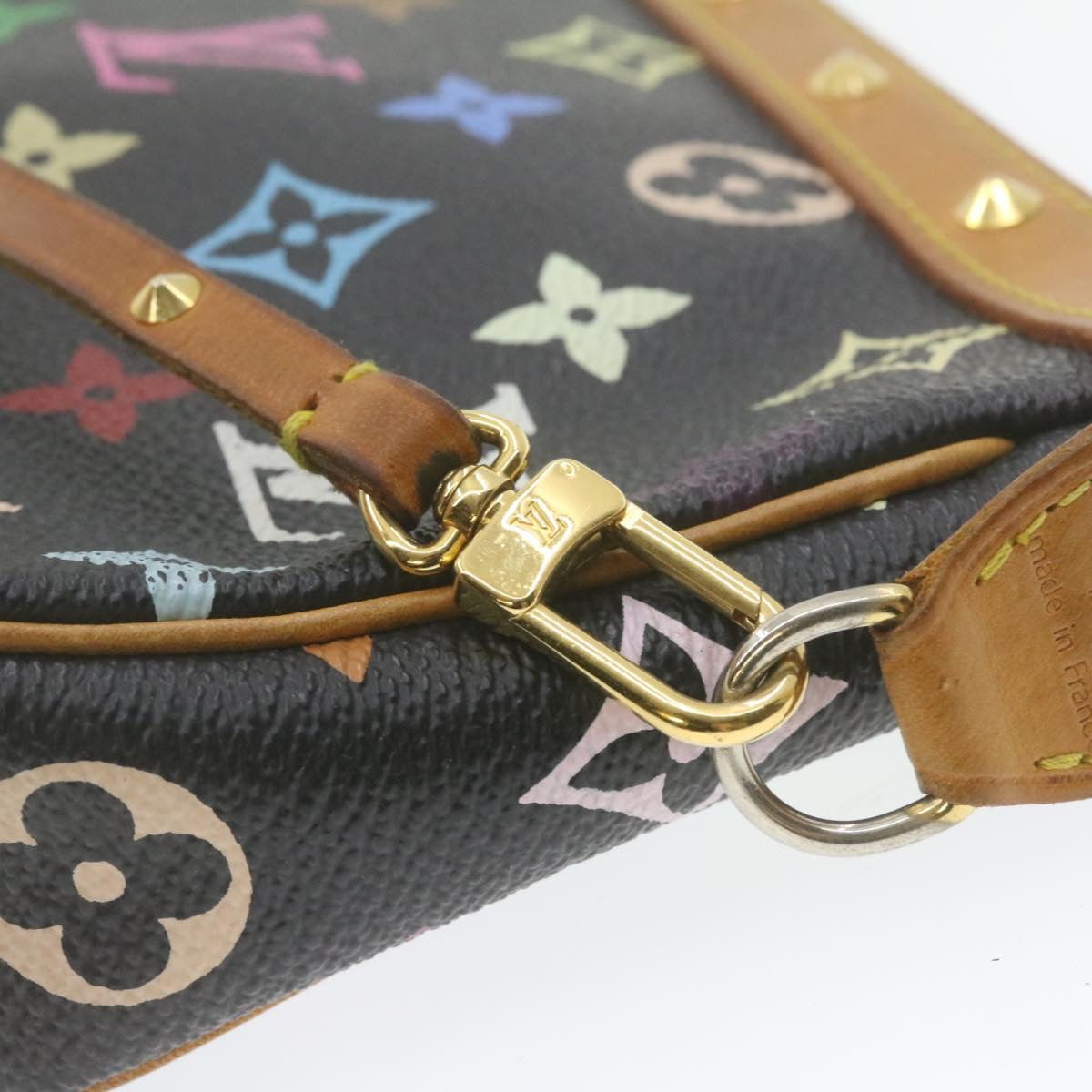 LOUIS VUITTON Multicolor Pochette Accessoires Pouch Black M92648 LV Auth 21664