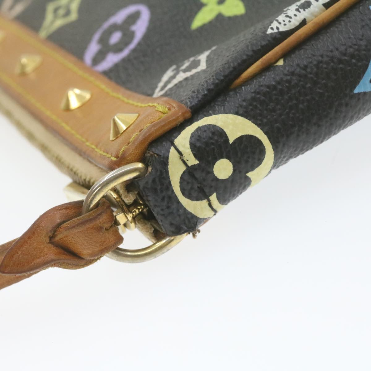 LOUIS VUITTON Multicolor Pochette Accessoires Pouch Black M92648 LV Auth 21664