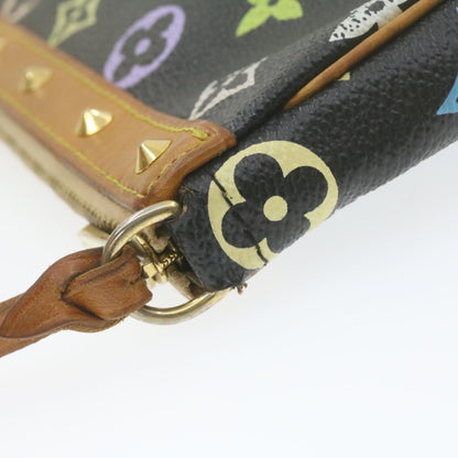 LOUIS VUITTON Multicolor Pochette Accessoires Pouch Black M92648 LV Auth 21664
