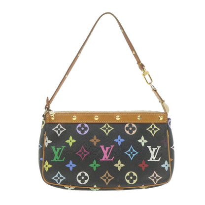 LOUIS VUITTON Multicolor Pochette Accessoires Pouch Black M92648 LV Auth 21664