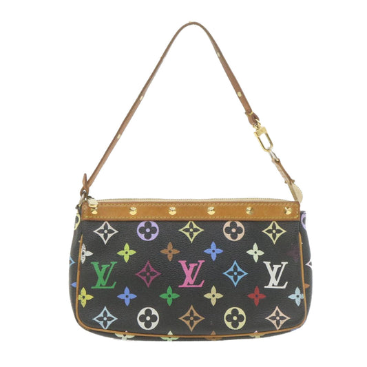 LOUIS VUITTON Multicolor Pochette Accessoires Pouch Black M92648 LV Auth 21664