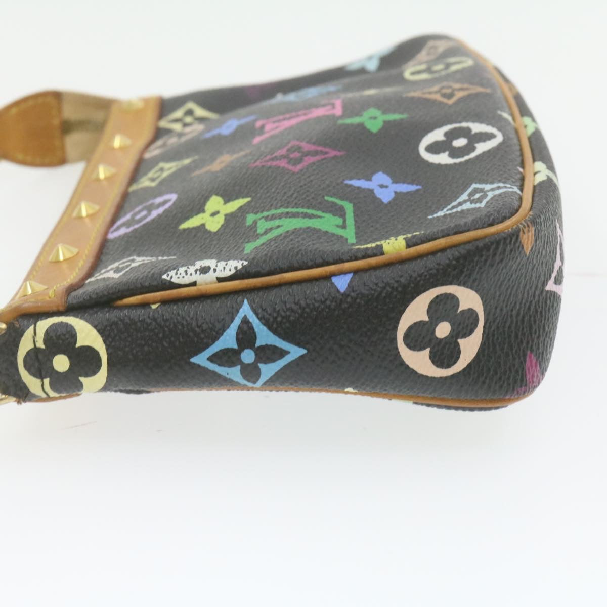 LOUIS VUITTON Multicolor Pochette Accessoires Pouch Black M92648 LV Auth 21664