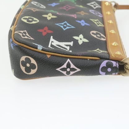 LOUIS VUITTON Multicolor Pochette Accessoires Pouch Black M92648 LV Auth 21664