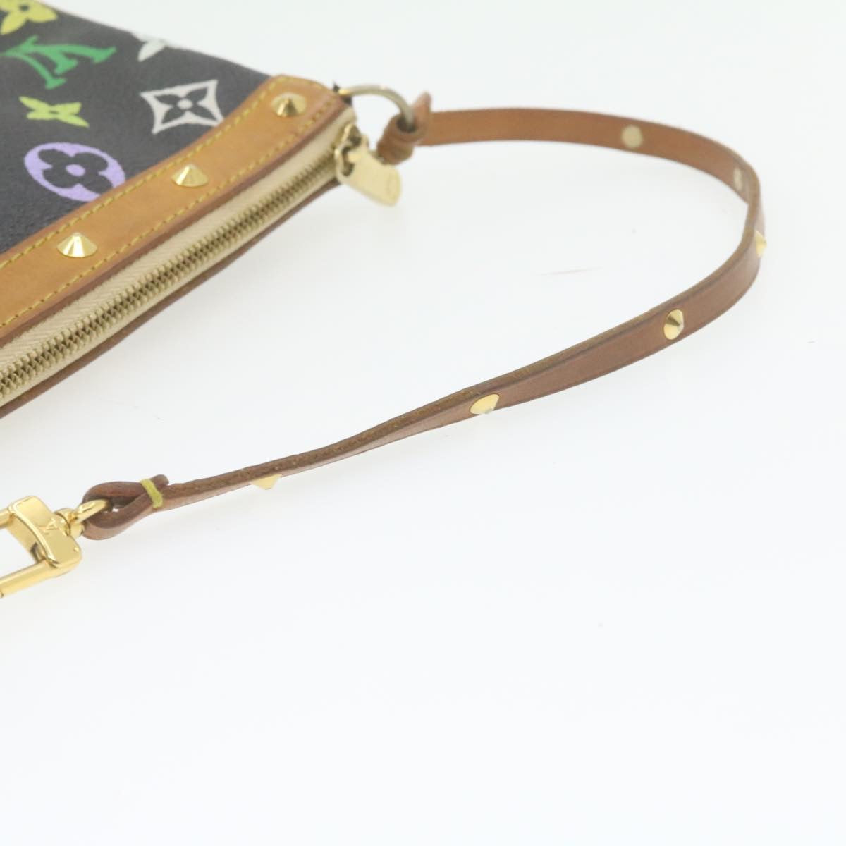 LOUIS VUITTON Multicolor Pochette Accessoires Pouch Black M92648 LV Auth 21664