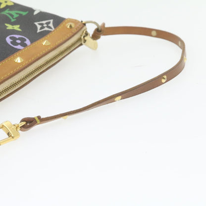 LOUIS VUITTON Multicolor Pochette Accessoires Pouch Black M92648 LV Auth 21664