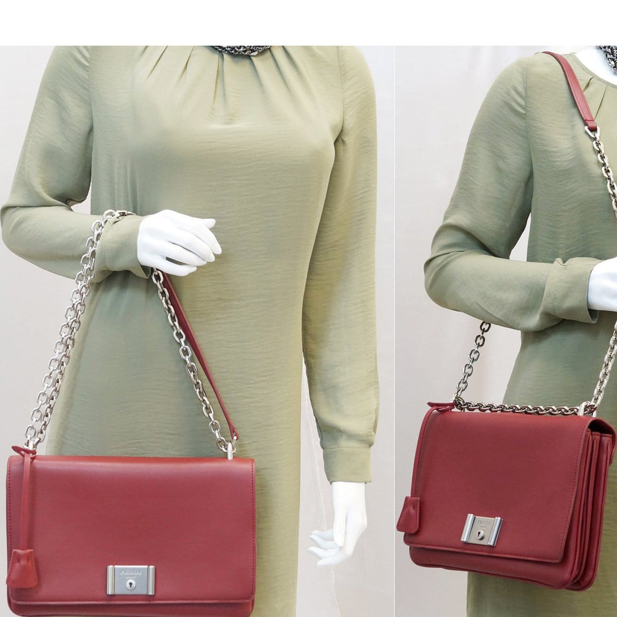 PRADA Petalo Saffiano Lux Leather Chain Shoulder Crossbody Bag - Sale