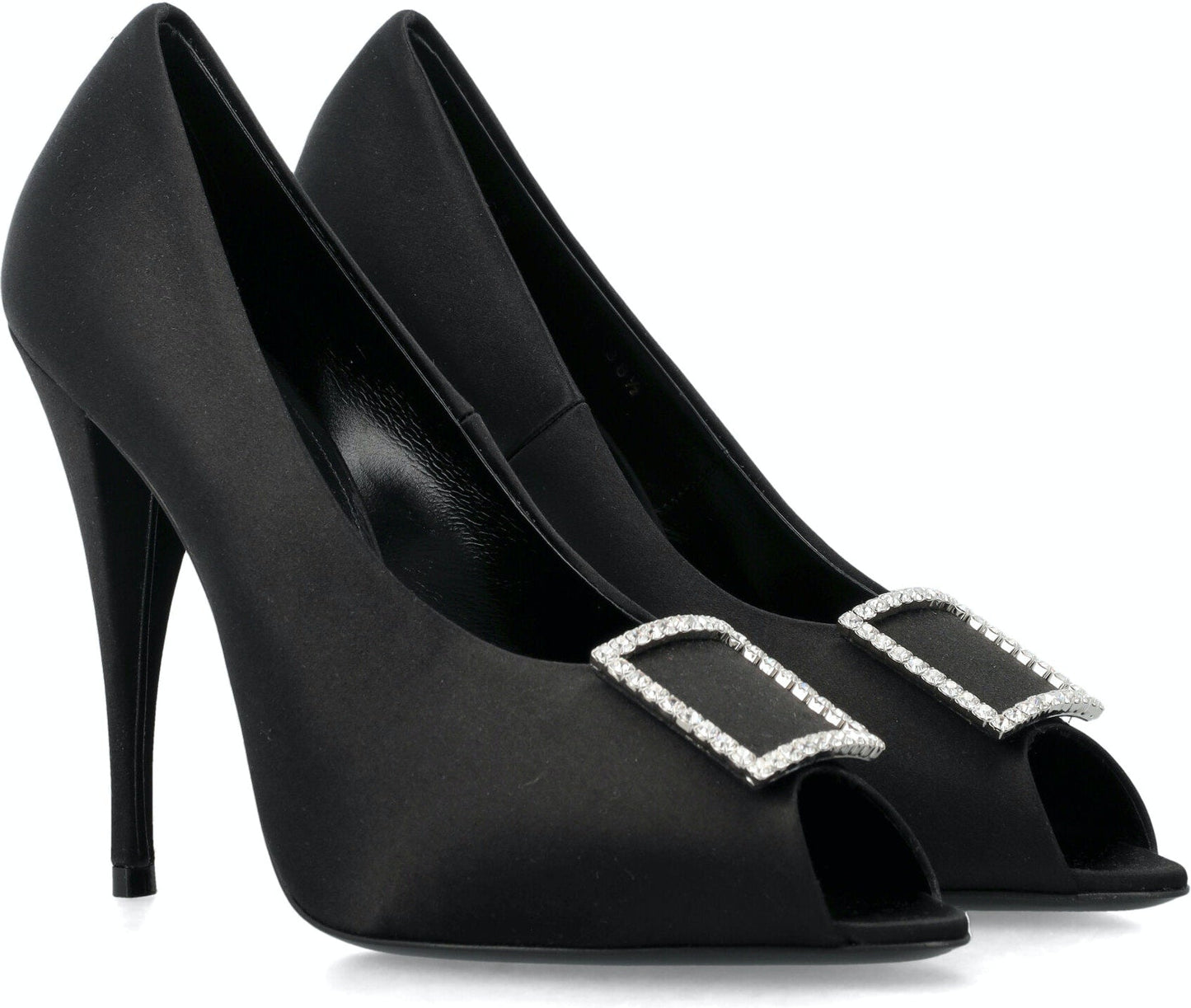 PEEP PUMPS IN SATIN CREPE